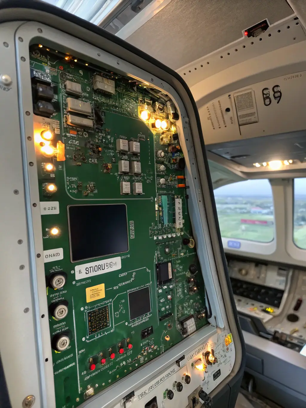 A detailed view of the internal components of an Arincboard monitor, highlighting the advanced Chinese chip technology and efficient design that ensures optimal performance and reliability.