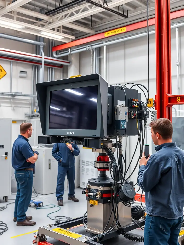 An aircraft monitor undergoing rigorous testing in a lab, highlighting the compliance with aviation standards such as DO-160 and Part 21.